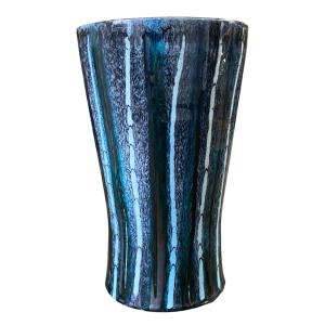 Capron Vallauris Vase From The 1980s With Spun Decoration