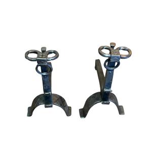 Pair Of XVIIth Andirons With Aries Heads