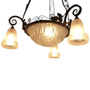 Art Nouveau Chandelier - Signed Degué