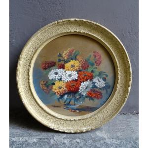 Watercolor Zinnias By Geneviève Rodhain 1900/1930