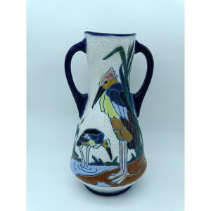 Amphora Vase With Marabouts Art Deco