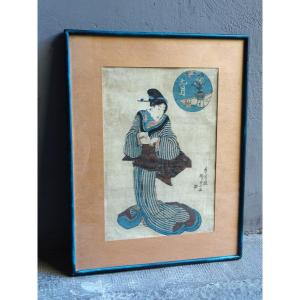 Japanese Engraving Geisha 2nd Half Of The 19th