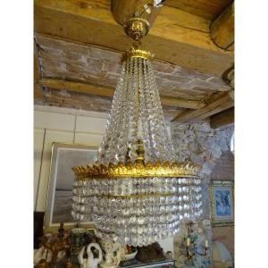 Cascade Chandelier In Glass And Brass 1st Quarter Of The 20th