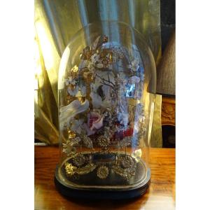 Bridal Bouquet Under Globe Napoleon III