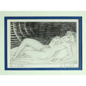 Robert Bonfils Artist's Proof "sleeping Naked Woman" 20th