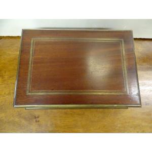 Card Box In Mahogany And Brass Late 19th