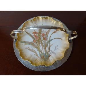 Silver Metal Dish Holder And Plate Late 19th/early 20th