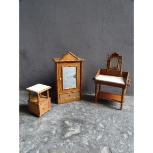 Doll's Bedroom In Bamboo Style Wood 1900