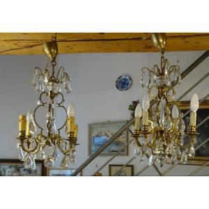 Pair Of Small Chandeliers  End Of The 19th