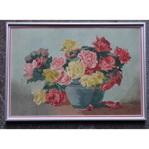 Watercolor Roses M. Mascart-chalibert 1930