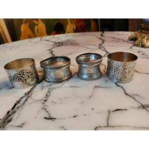 Set Of 4 Silver Napkin Rings