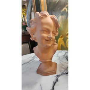 Terracotta Bust Of A Laughing Child  1930