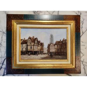 Rouen Church Saint Maclou Oil On Canvas 20th