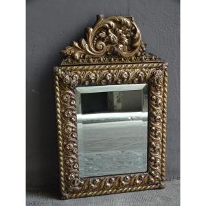 Embossed Brass Mirror Napoléon III