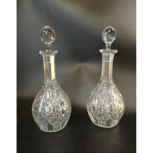 Pair Of Cut Crystal Decanters 20th