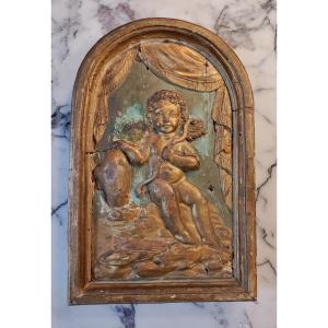 Gilded And Painted Wooden Tabernacle Door 18th