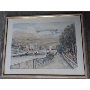Watercolor Guillermet Quai De l'Isère