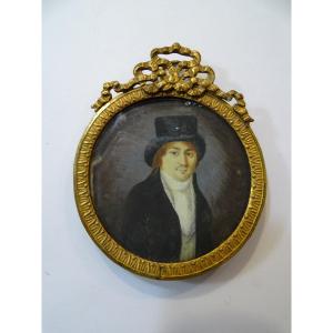 Miniature Portrait Of A Man Painted On Ivory 18th