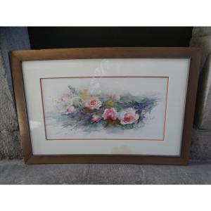 Watercolor Of Roses By Josette Marrel