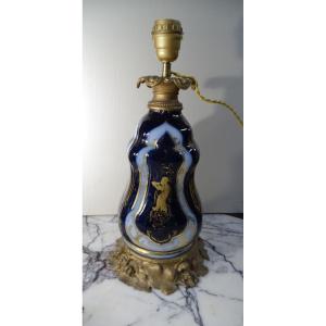 Porcelain And Gilt Spelter Lamp 19th
