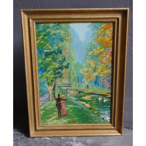Oil On Canvas The Walk In The Park