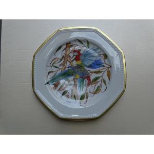 German Porcelain Dish With Parrots 1980/1990s