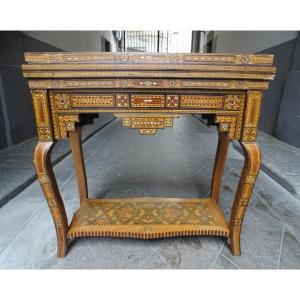 Antique Syrian Marquetry Game Table