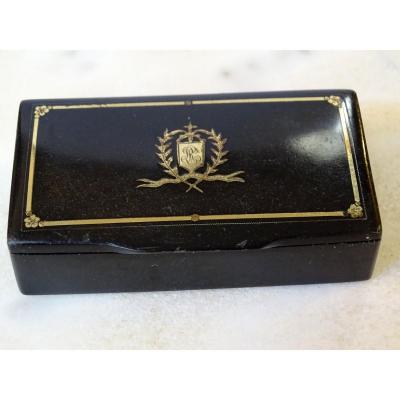 Horn And Gold Tobacco Box Late 19th