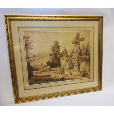 Lavendières Lavis d'Encre 1846