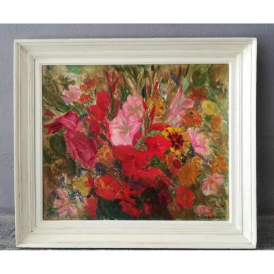 Bouquet Of Flowers Of Jacqueline Chautemps 20th