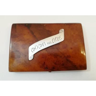 Cigarette Holder In Walnut And Silver Plate Russia Late 19th / 1900