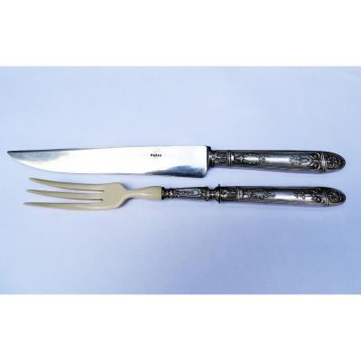 Cutlery Service To Cut In Silver And Ivory Late 19th