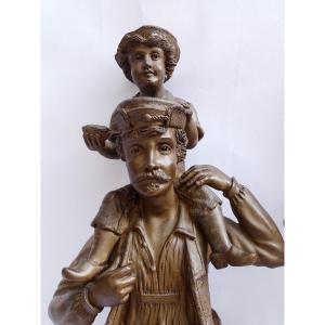 Pair Of Large Terracotta Statues Signed J. Rogron Late 19th