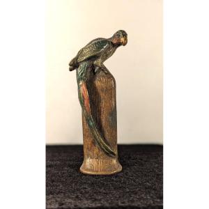 Parrot Seal, Painted Bronze From Vienna-art Nouveau-writing-letter
