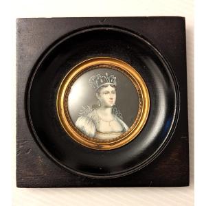 Signed Miniature, 19th Century - Portrait Of A Woman Of The Empire