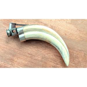 Art Deco Cigar Cutter, Warthog Tooth And Solid Silver