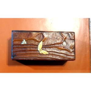 Carved Wooden Stamp Box - Japan - Shibayama