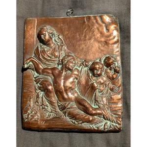 Religious Plaque, In Very High Relief, Cast Copper - Italy - 17th Century
