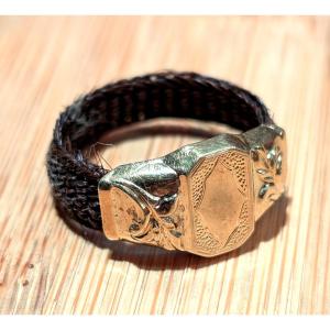 18-carat Gold Ring And Braided Hair, 19th Century Signet Ring