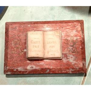 Masonic Paperweight, Marble, With Engravings