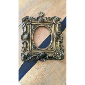 Imposing Gilded Copper Frame, 19th Century-miniature-mirror
