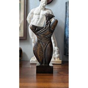 Bronze Statue On Base, Signed-cubist Style