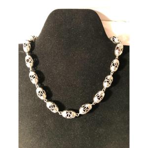 Set Of The 70s, In Solid Silver, Signed-mexico-taxco-collier-bracelet-design