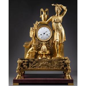 Pendule En Bronze Doré  Epoque Empire
