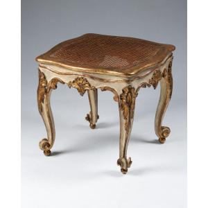 Stool In Lacquered And Gilded Wood Italy Eighteenth Century