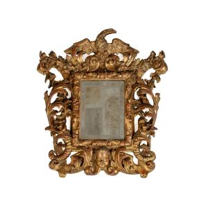 17th Century Italian Gilded Wood Mirror.