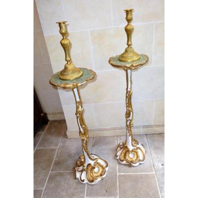 Pair Of Giraffe Holders Italy Eighteenth Century