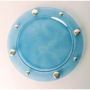 Glass And Sterling Silver Dish 