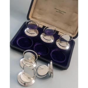 6 Solid Silver Art Deco Menu Holders London 