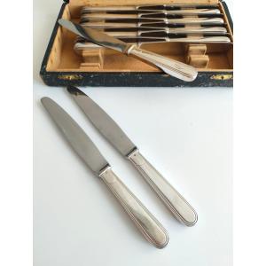 Christofle Laos 12 Small Art Deco Knives 17.5 Cm